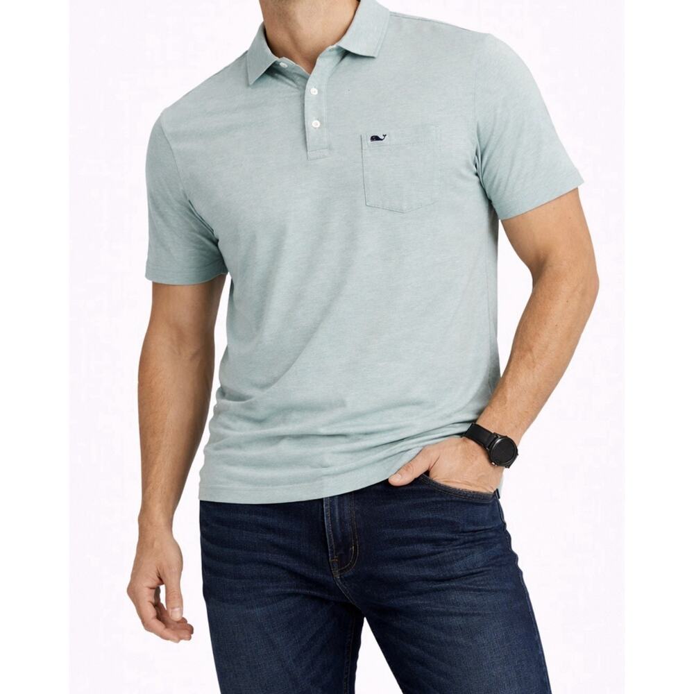 Vineyard Vines Edgartown Men's Light Green Polo Shirt M Short Sleeve Collared